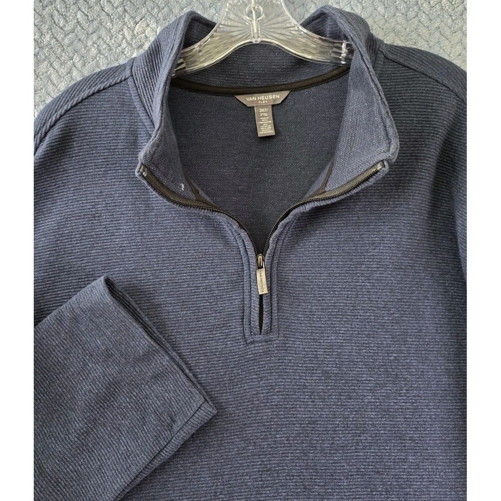 Van Heusen Flex 1/4 Zip Sweater Pullover in Blue Mens Size 2XLT Dadcore